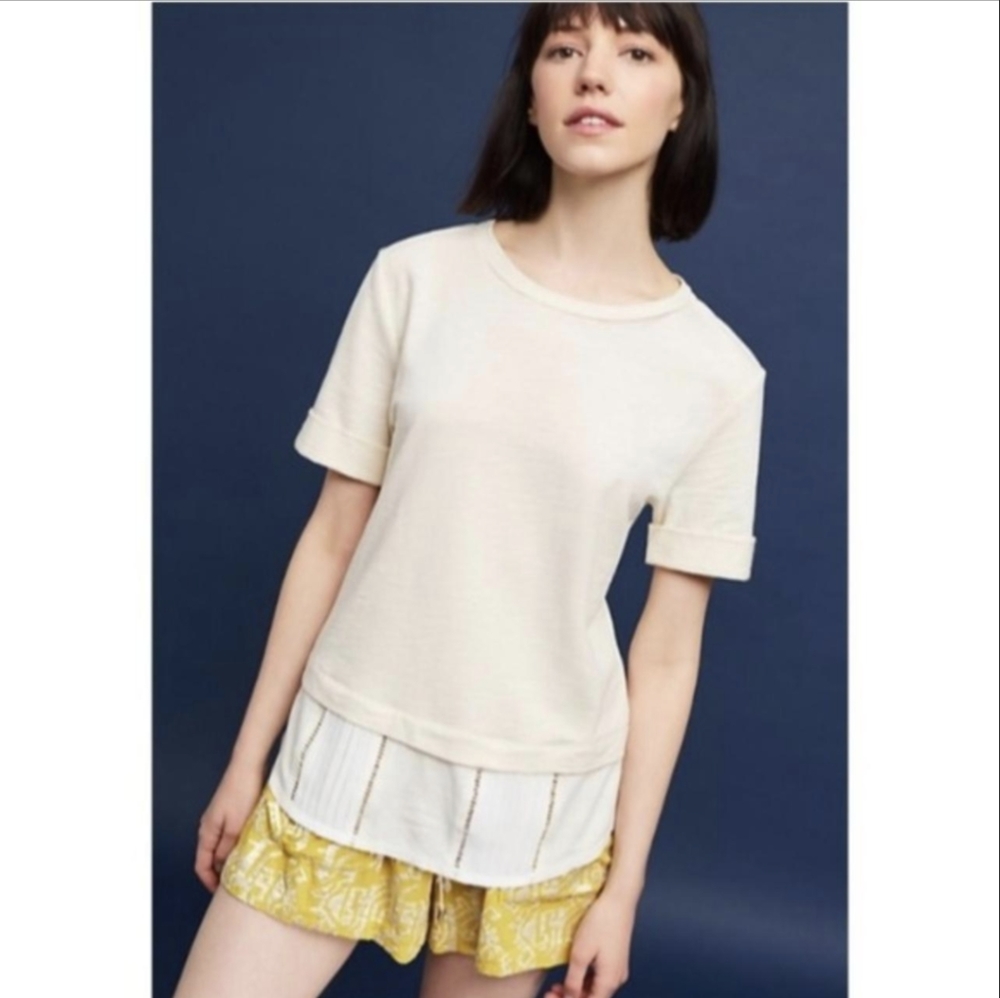 Dolan Anthropologie Beige Short Sleeve Top